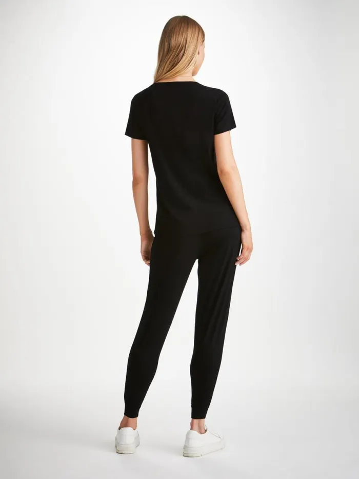 Derek Rose Short Sleeve TShirts Women TShirt Lara Micro Modal Stretch Black