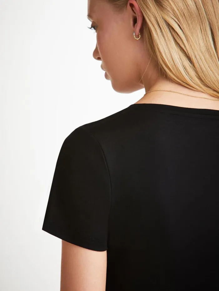 Derek Rose Short Sleeve TShirts Women TShirt Lara Micro Modal Stretch Black