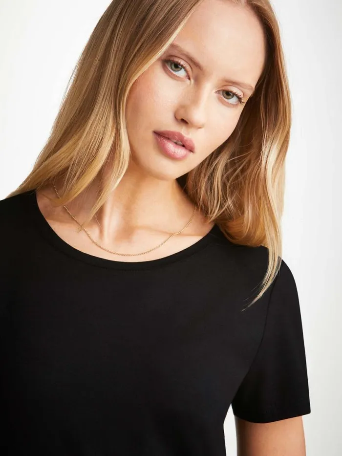Derek Rose Short Sleeve TShirts Women TShirt Lara Micro Modal Stretch Black