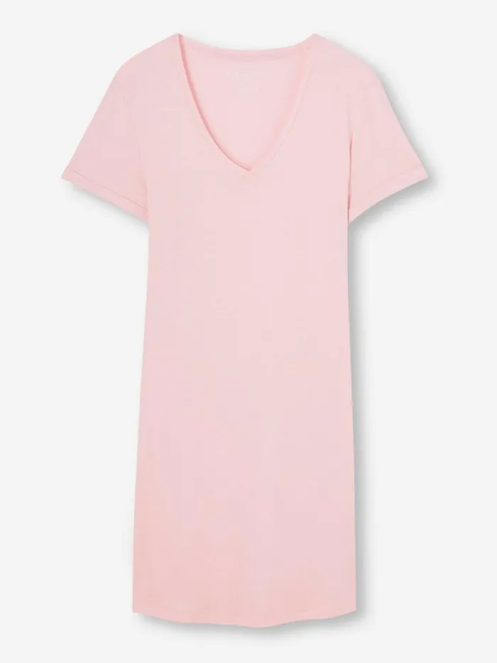 Derek Rose Sleep TShirts Women VNeck Sleep TShirt Lara Micro Modal Stretch Ballet Pink
