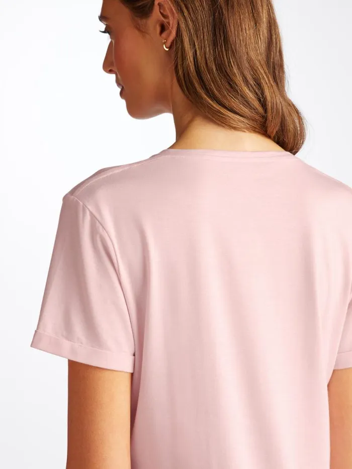 Derek Rose Sleep TShirts Women VNeck Sleep TShirt Lara Micro Modal Stretch Ballet Pink