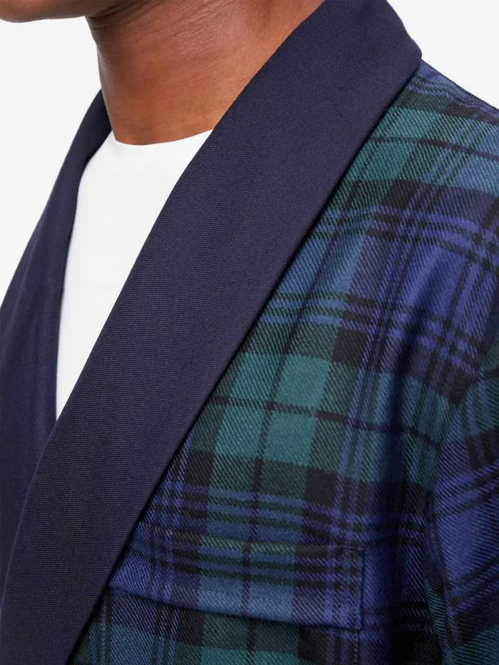 Derek Rose Smoking Jackets Men Smoking Jacket Tartan Wool Black Watch Navy