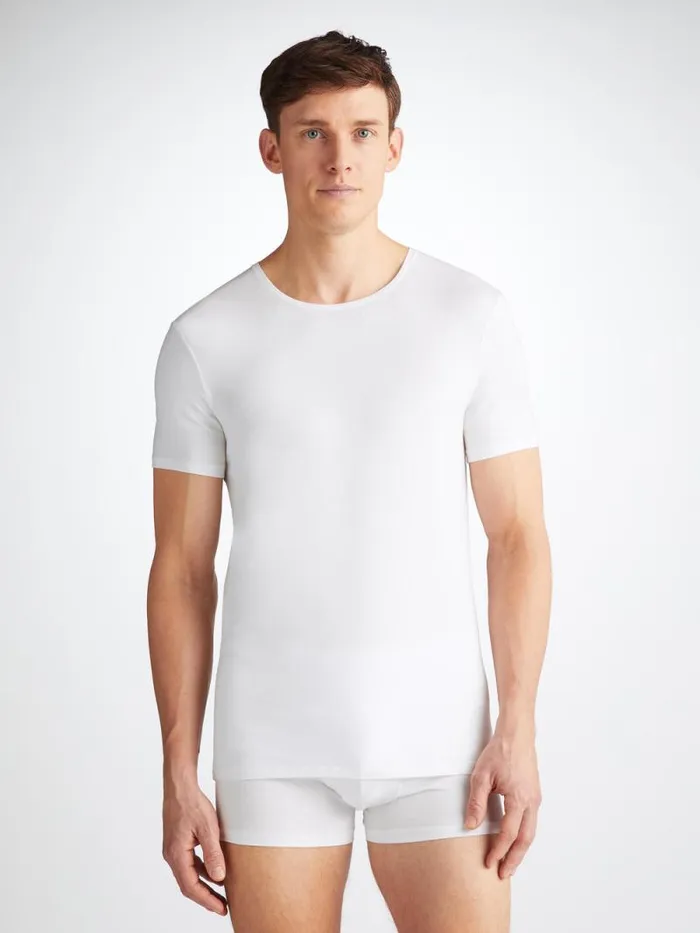 Derek Rose Underwear TShirts Men Underwear TShirt Alex Micro Modal Stretch White Derek Rose Underwear TShirts Men Underwear TShirt Alex Micro Modal Stretch White
