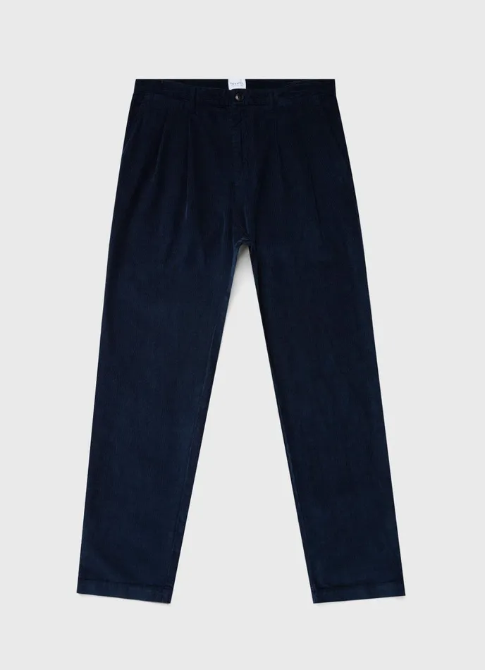 Double Pleat Corduroy Trouser Navy Men SUNSPEL Pants