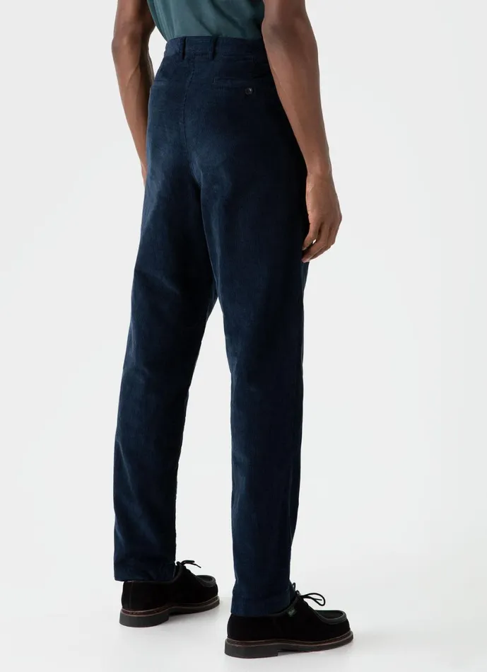 Double Pleat Corduroy Trouser Navy Men SUNSPEL Pants