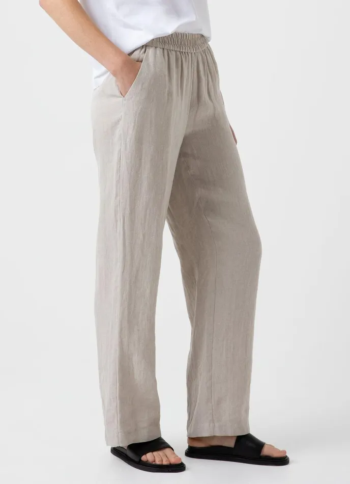 Drawstring Wide Leg Trouser Light Sand Women SUNSPEL Pants