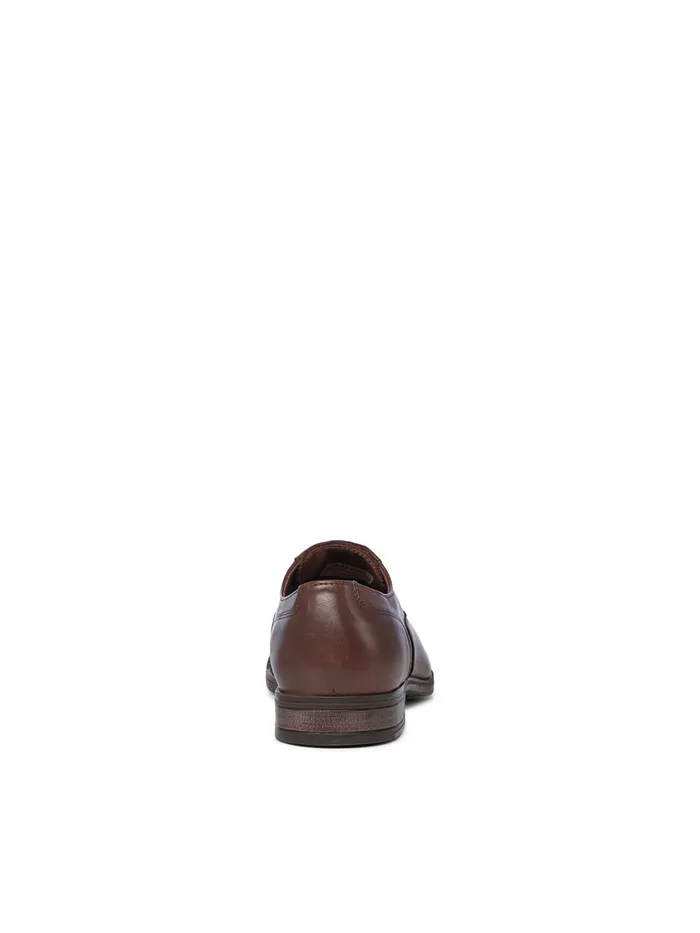 Dress Shoes JACK and JONES Mens LEATHER OXFORD DRESS SHOES Brown Cognac For Sale