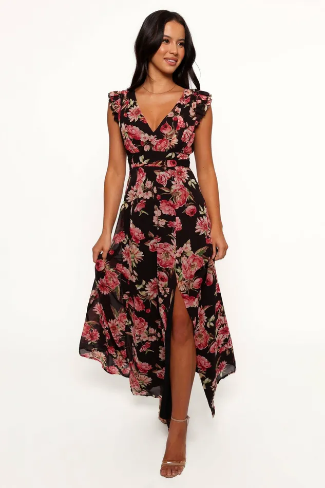 Dresses Aldo Maxi Dress Black Floral Petal and Pup Women