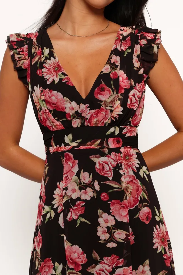 Dresses Aldo Maxi Dress Black Floral Petal and Pup Women