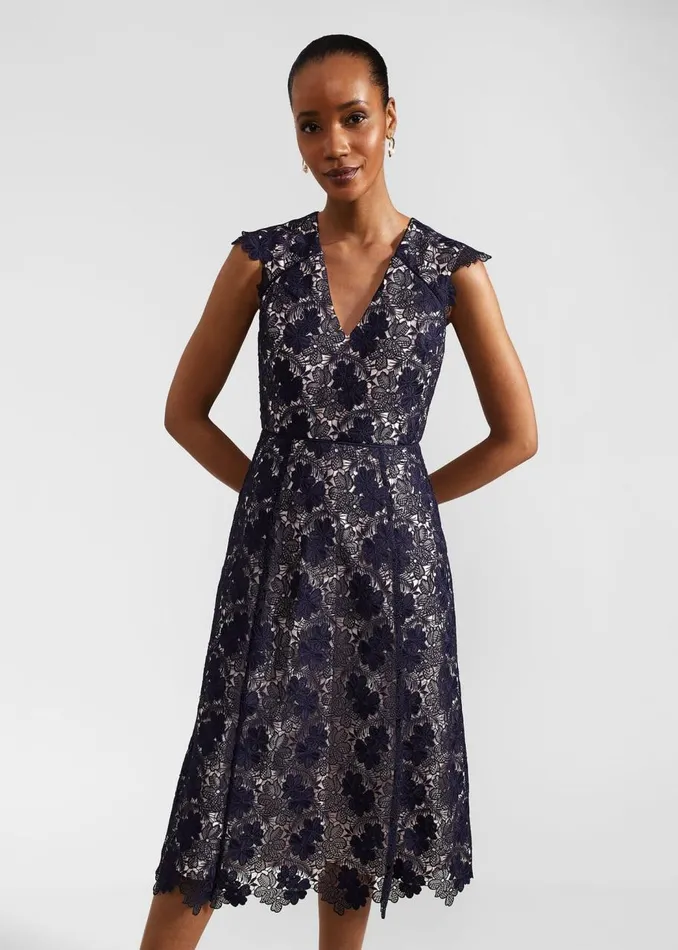 Dresses and Jumpsuits Women HOBBS Hannah Lace Dress Navy Pale Pink