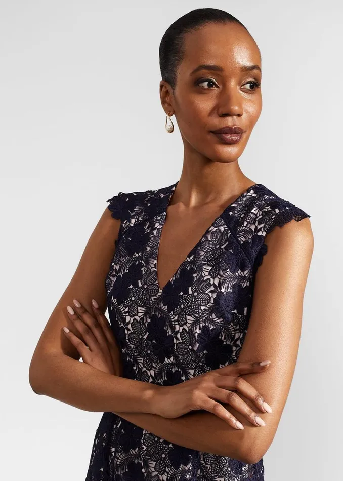 Dresses and Jumpsuits Women HOBBS Hannah Lace Dress Navy Pale Pink