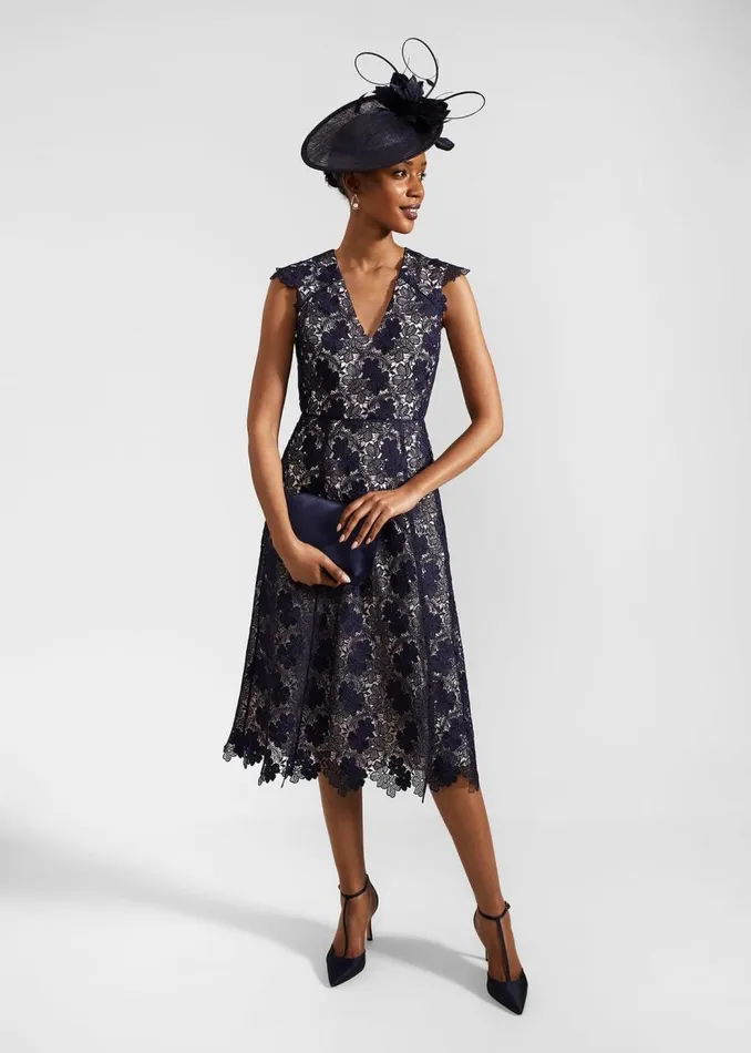 Dresses and Jumpsuits Women HOBBS Hannah Lace Dress Navy Pale Pink