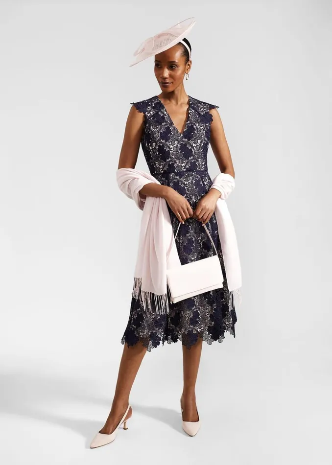 Dresses and Jumpsuits Women HOBBS Hannah Lace Dress Navy Pale Pink