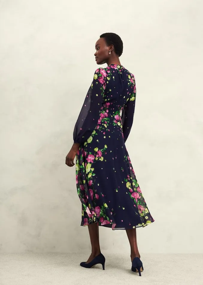 Dresses and Jumpsuits Women HOBBS Petite Eva Floral Silk Dress Navy Multi
