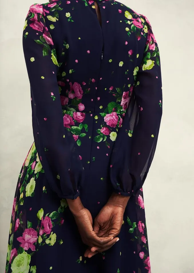 Dresses and Jumpsuits Women HOBBS Petite Eva Floral Silk Dress Navy Multi