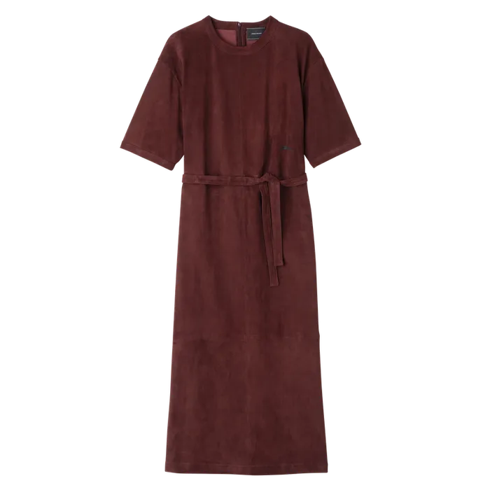 Dresses and Skirts Women Leather long dress Burgundy Longchamp