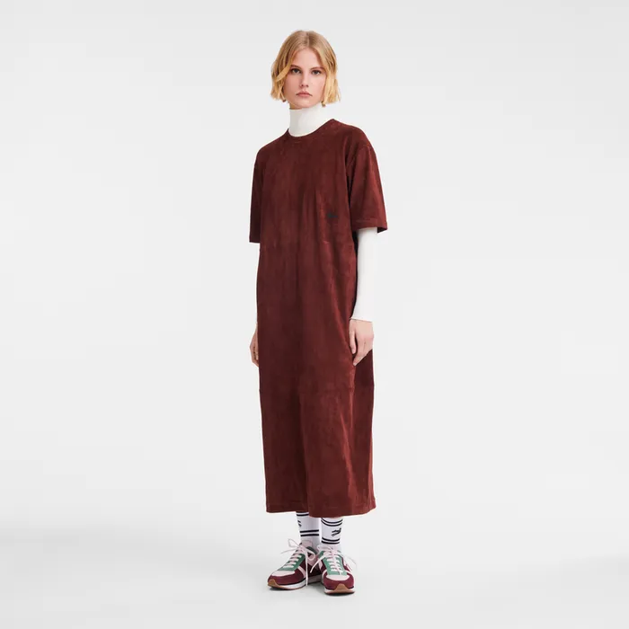 Dresses and Skirts Women Leather long dress Burgundy Longchamp