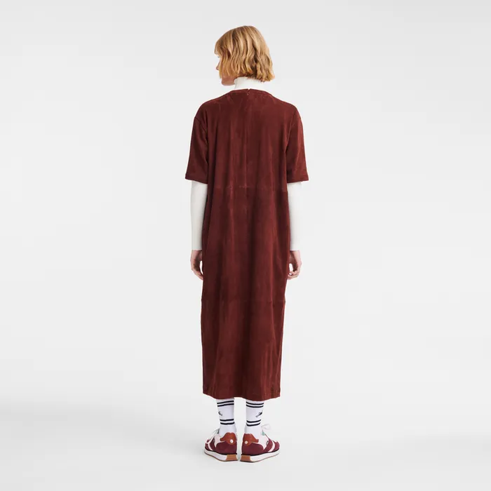 Dresses and Skirts Women Leather long dress Burgundy Longchamp