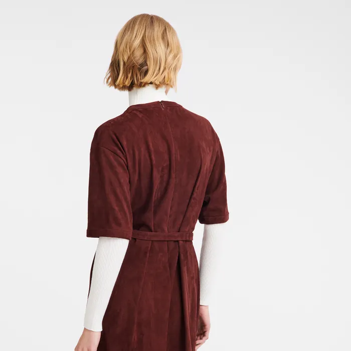 Dresses and Skirts Women Leather long dress Burgundy Longchamp
