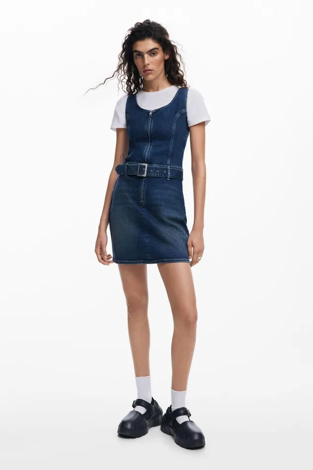 Dresses And Jumpsuits Women Desigual Denim Dress Belt Blue