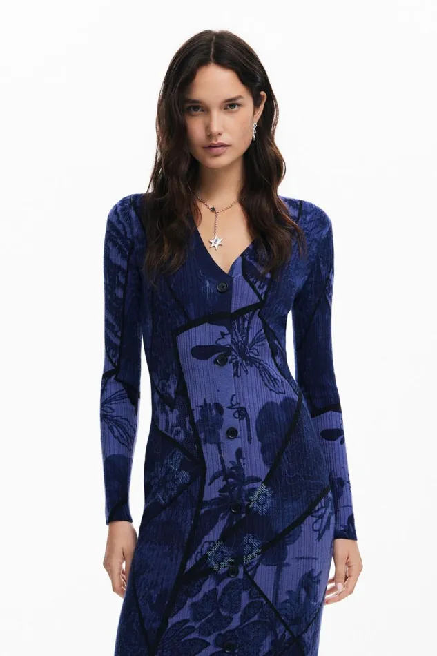 Dresses And Jumpsuits Women Desigual Floral Midi Dress Blue