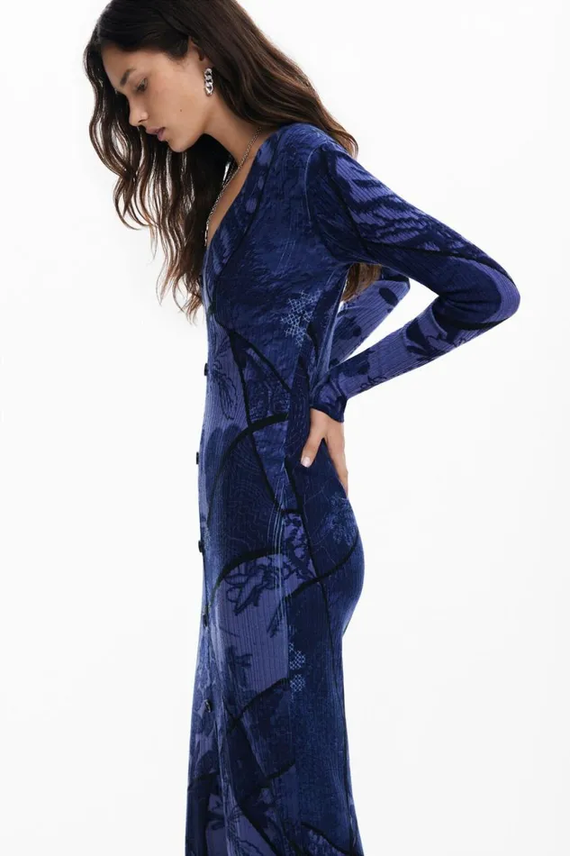 Dresses And Jumpsuits Women Desigual Floral Midi Dress Blue