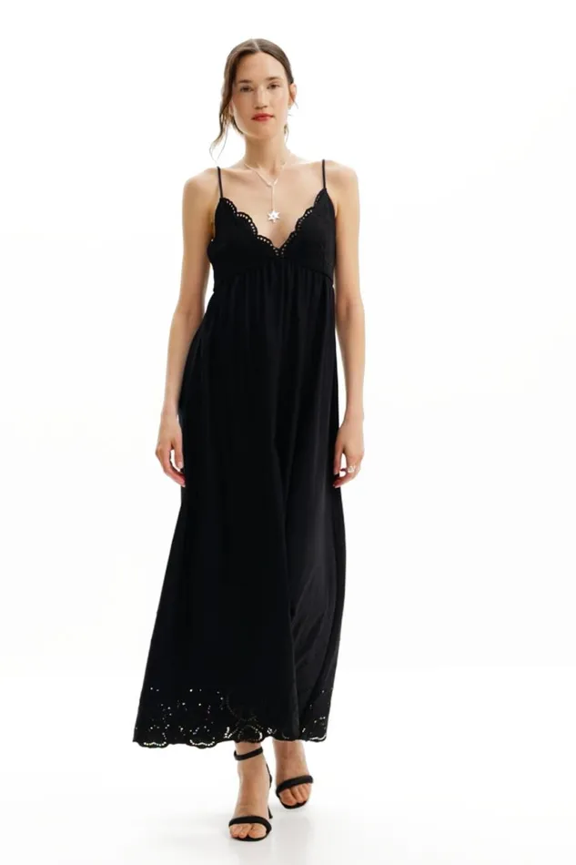 Dresses And Jumpsuits Women Desigual Long Lace Dress Black