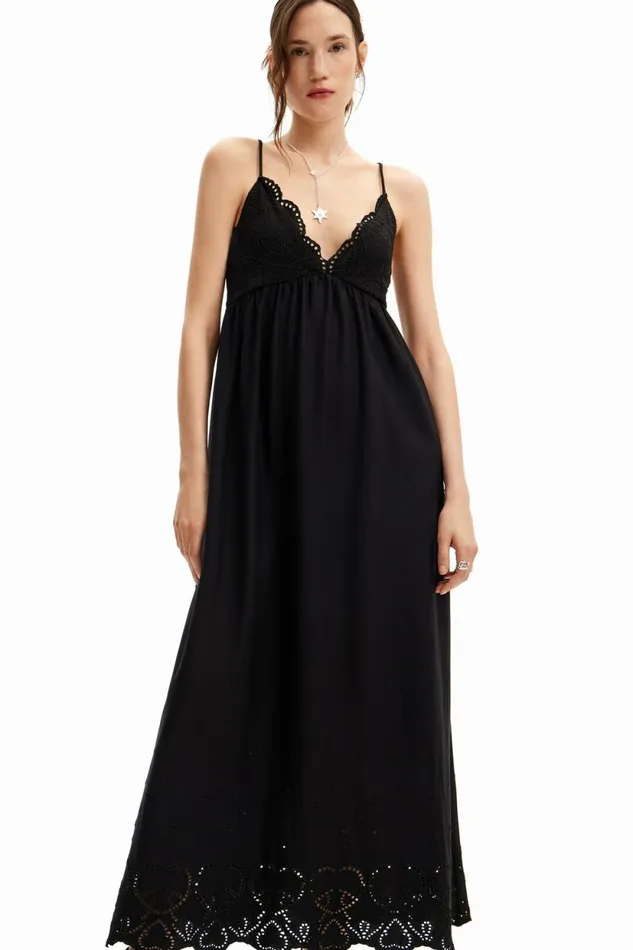 Dresses And Jumpsuits Women Desigual Long Lace Dress Black