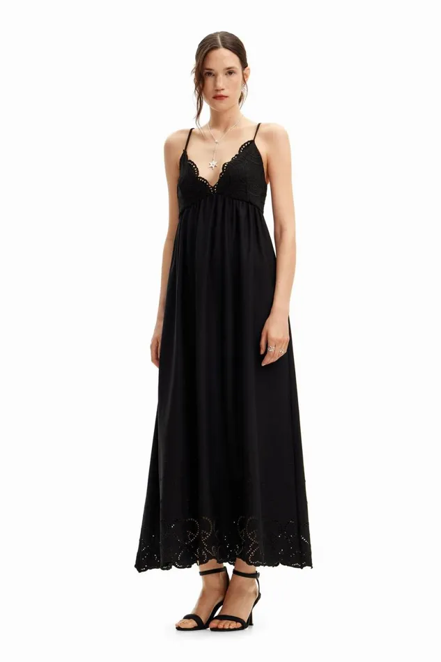 Dresses And Jumpsuits Women Desigual Long Lace Dress Black