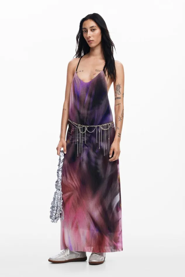 Dresses And Jumpsuits Women Desigual Pleated Dress With Floral Print Red