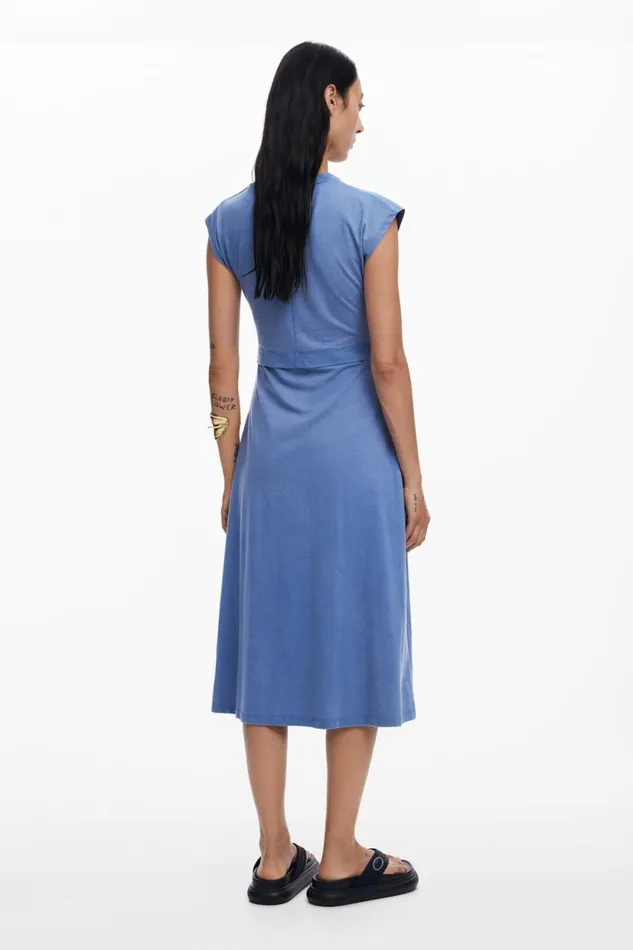 Dresses And Jumpsuits Women Desigual Ruched Midi Dress Blue