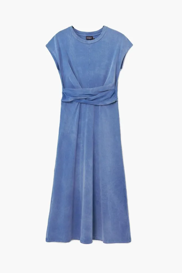 Dresses And Jumpsuits Women Desigual Ruched Midi Dress Blue
