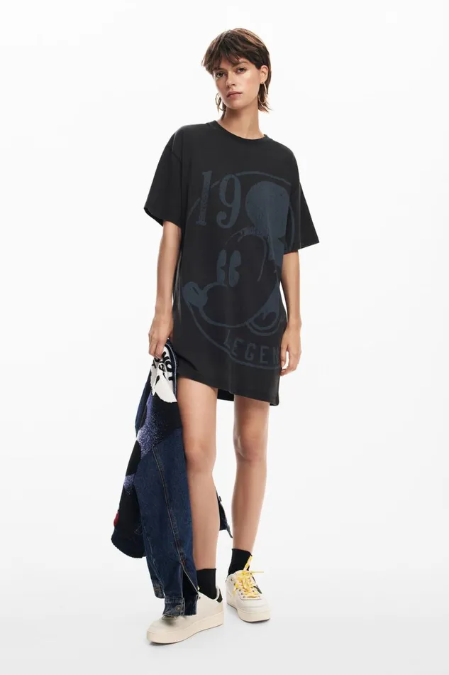 Dresses And Jumpsuits Women Desigual Short Dress With Short Sleeves Mickey Black Dresses And Jumpsuits Women Desigual Short Dress With Short Sleeves Mickey Black
