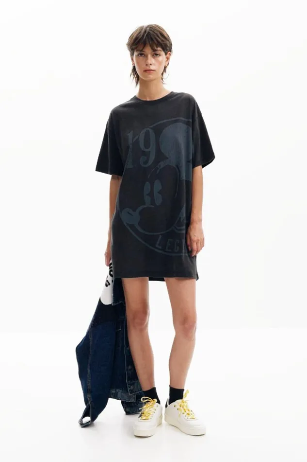 Dresses And Jumpsuits Women Desigual Short Dress With Short Sleeves Mickey Black