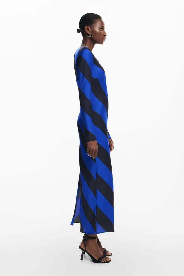 Dresses And Jumpsuits Women Desigual Striped Midi Dress Blue