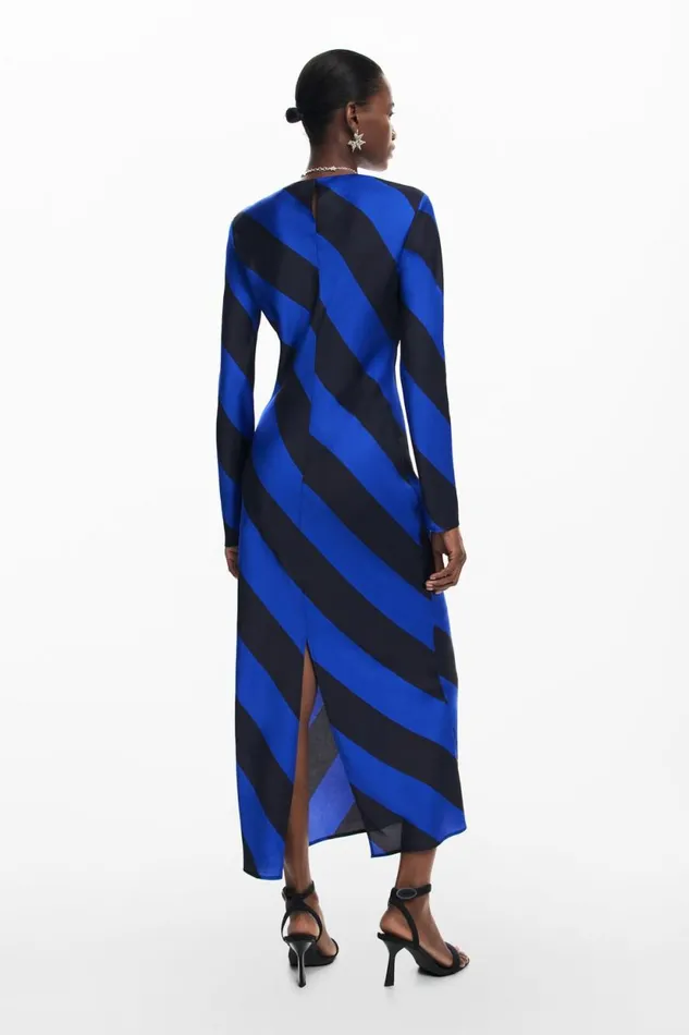 Dresses And Jumpsuits Women Desigual Striped Midi Dress Blue