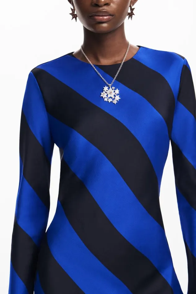Dresses And Jumpsuits Women Desigual Striped Midi Dress Blue