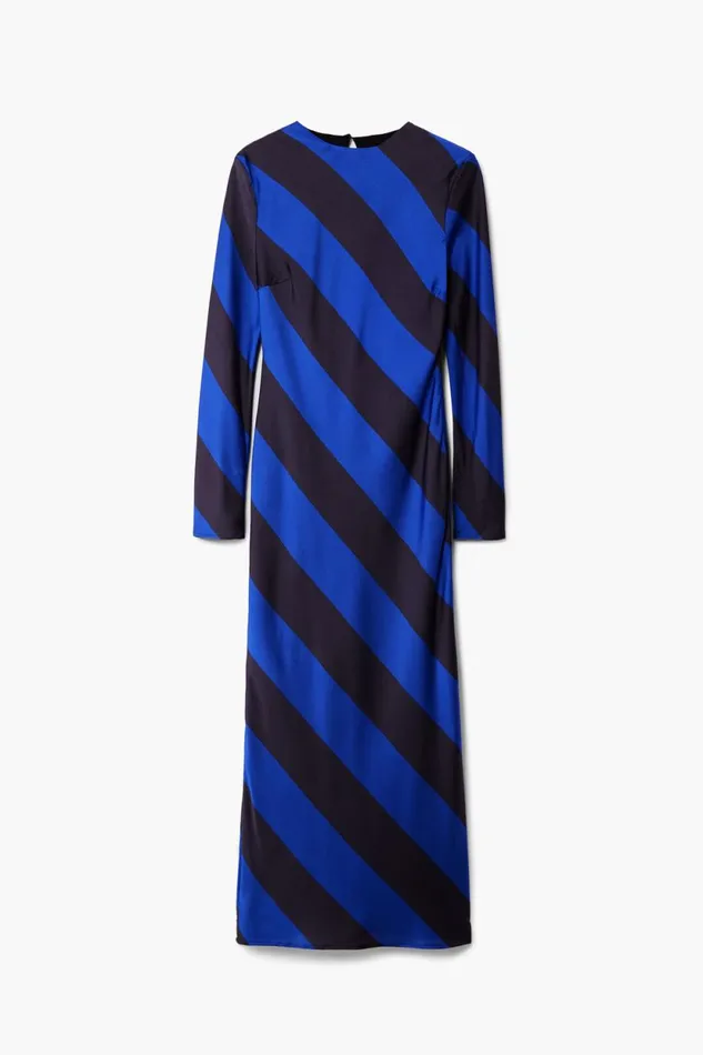 Dresses And Jumpsuits Women Desigual Striped Midi Dress Blue