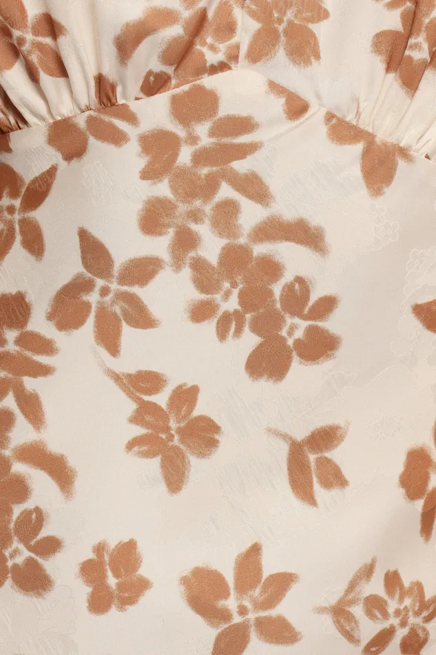 Dresses Petal and Pup Women Franny Midi Dress Cream Brown Floral