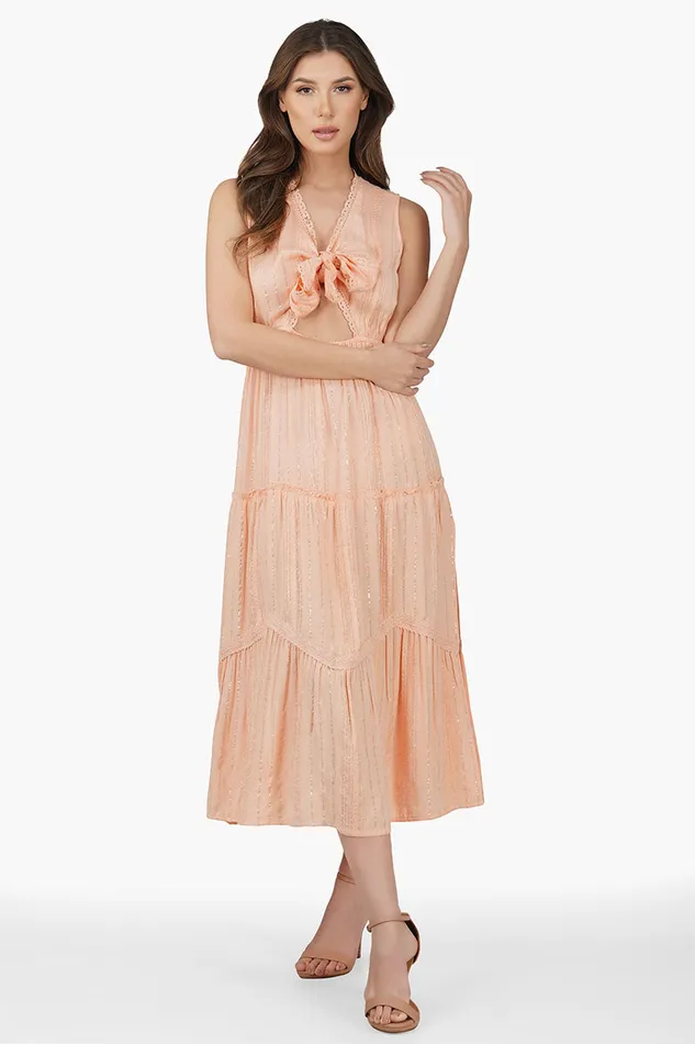 Dresses Sandy Viscose Lurex Striped Dress 8211 America and Beyond Women