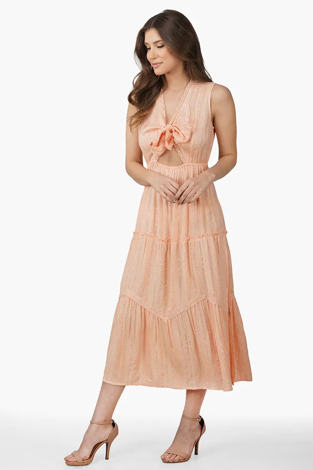 Dresses Sandy Viscose Lurex Striped Dress 8211 America and Beyond Women