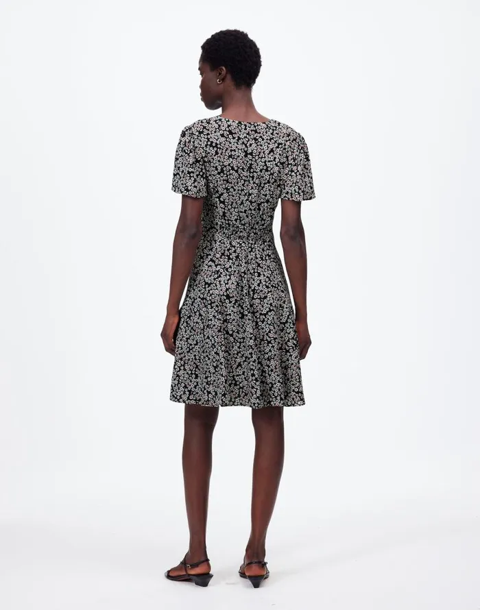 Dresses Women Madewell FlutterSleeve Mini Dress In Floral Daisy Black Ground