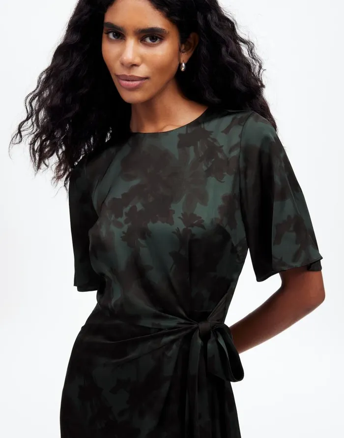 Dresses Women Madewell TieWaist Midi Dress In Floral Luxury Forest
