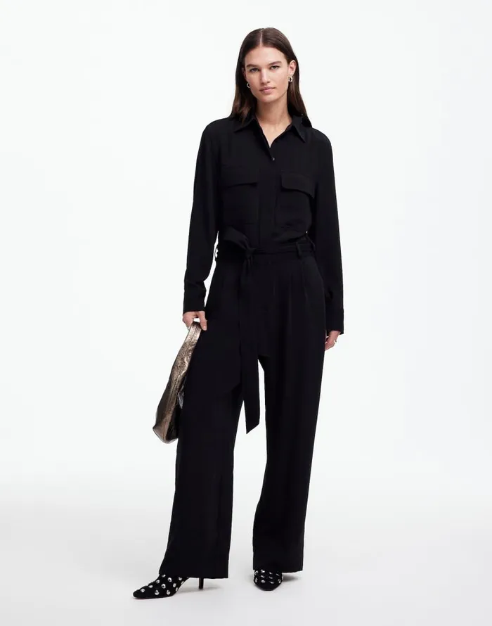 Dresses Women Madewell TieWaist StraightLeg Jumpsuit True Black