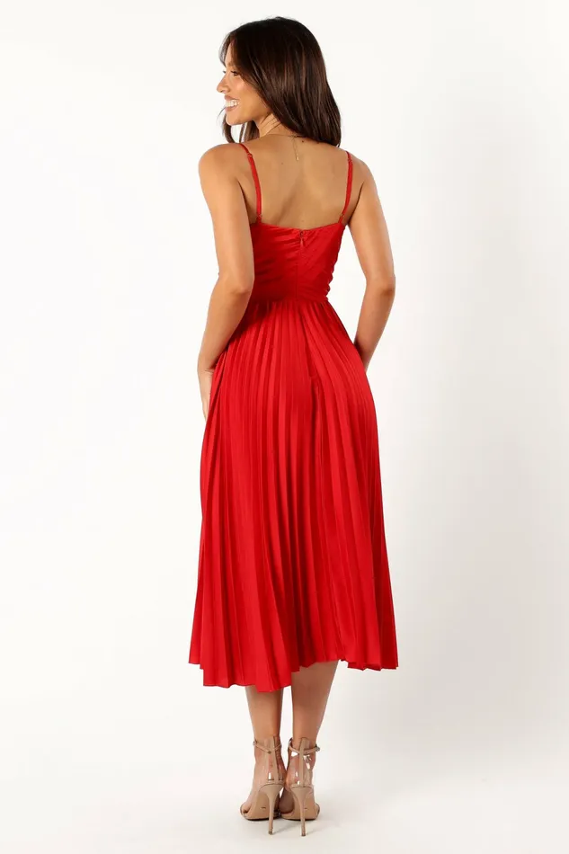 Dresses Women Naira Pleated Midi Dress Red Petal and Pup
