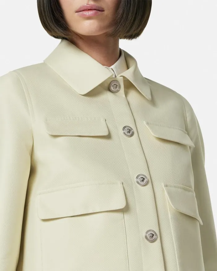Duchesse Crop Blouson Jacket Beige Women Versace Outerwear and Coats