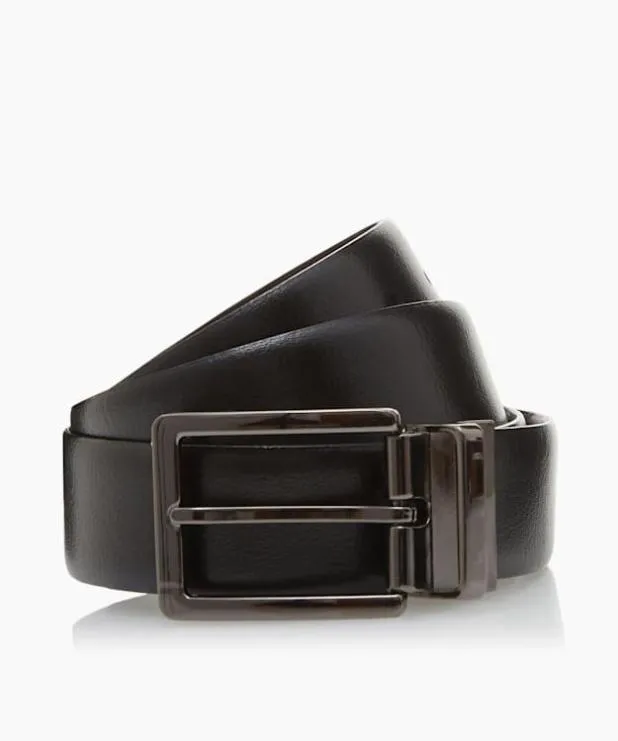 Dune London Belts Men Reversible Leather Belt Black