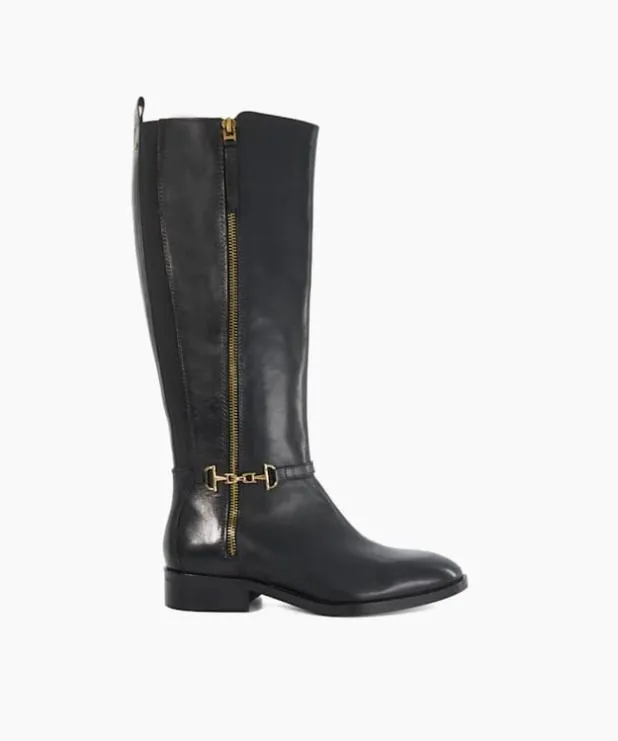 Dune London Black Boots Women Riding Boots With Signature Buckle Detail Black Dune London Black Boots Women Riding Boots With Signature Buckle Detail Black