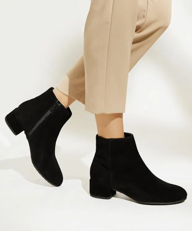 Dune London Black Boots Women Wide Fit Suede Black Ankle Boots Black