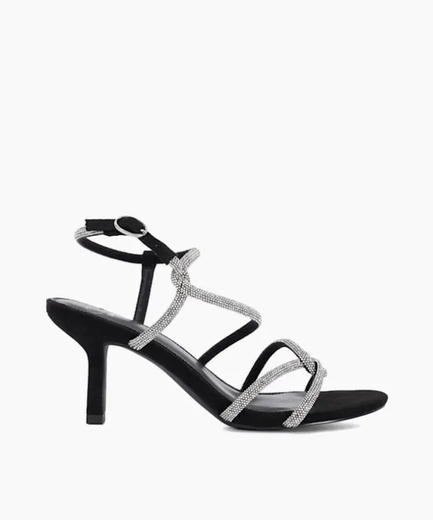Dune London Black Sandals Women Embellished Strappy Heeled Sandals Black